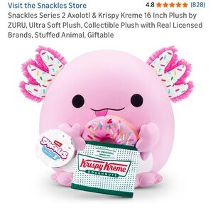 NIB Snackles Axolotl Plush Toy - Pink
